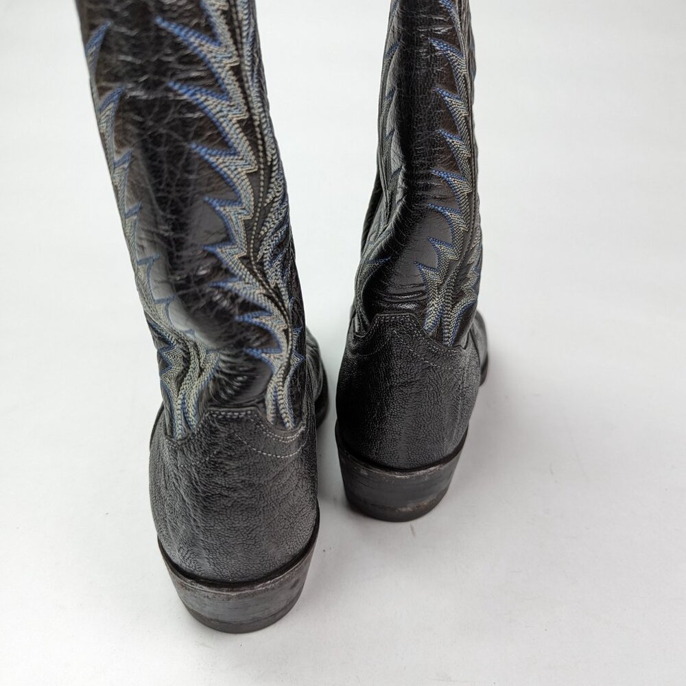 TONY LAMA Men's Sz 9D Black Elephant Leather Boots Lug Sole Style 8613 - Picture 7 of 12